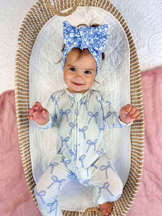 Blue Belle Ribbed Bamboo Zippy Pajamas