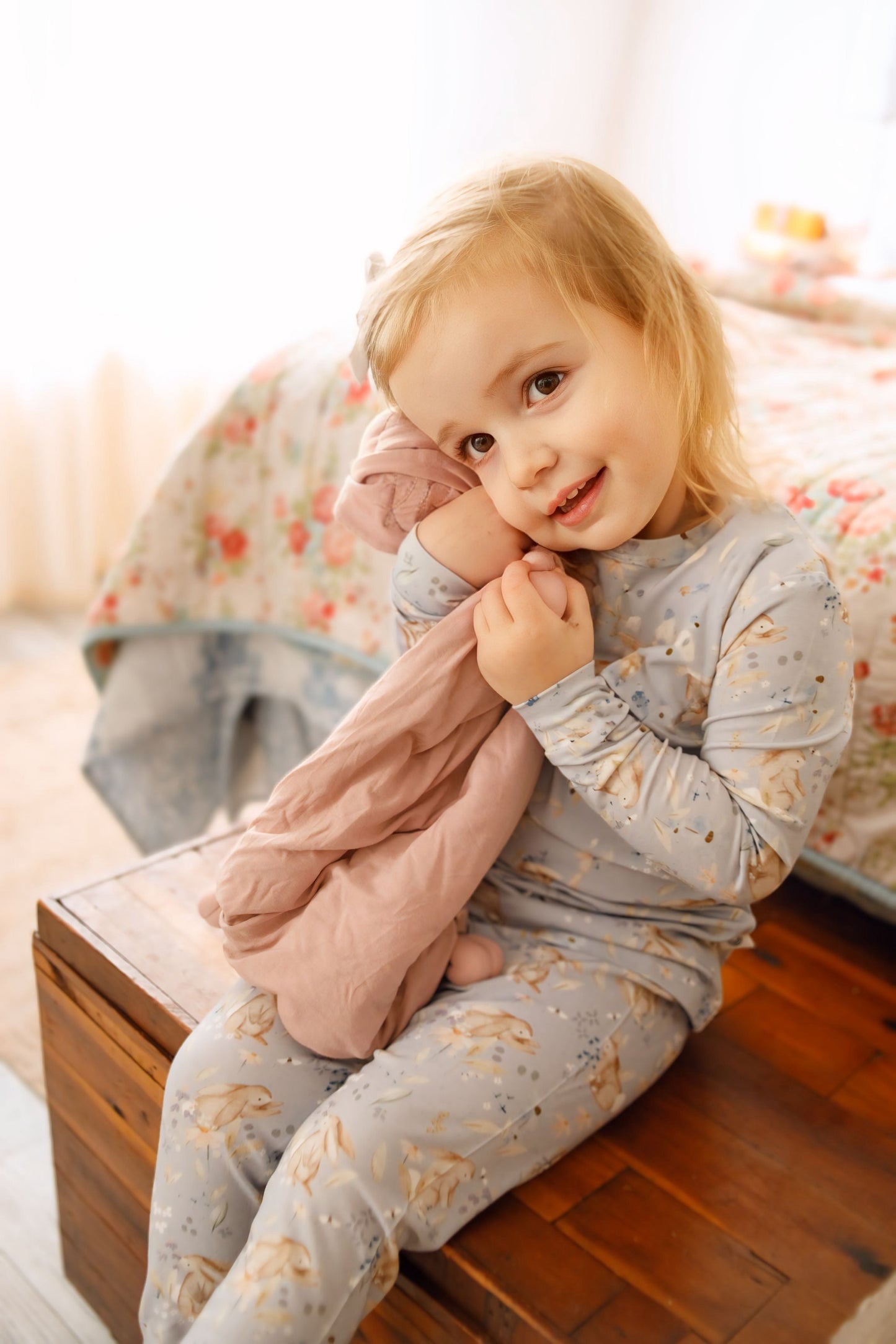 Bunny Blossoms 2pc Bamboo Pajamas