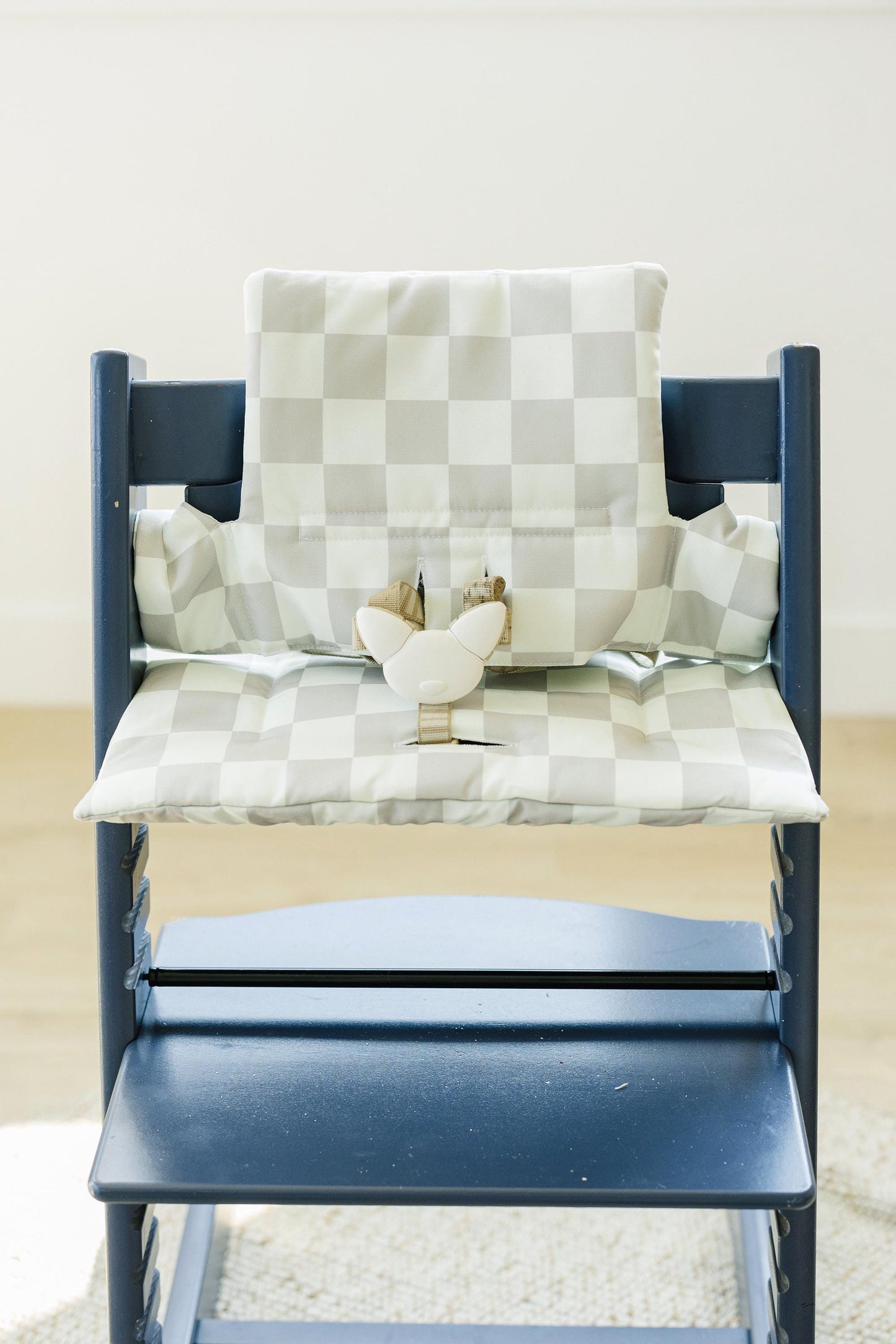 Wipeable Highchair Cushion for Stokke Tripp Trapp: Neutral Checkered Cover