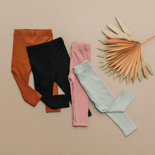 Ribbed Bamboo Leggings for Kids - Multiple Colors