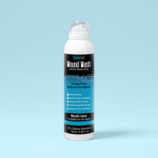 Shusher Care Wound Wash Spray – Sterile 5% Hypertonic Saline for Cuts, Scrapes & Wound Irrigation